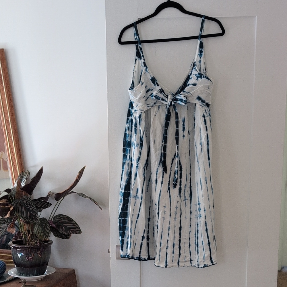 Attic Salt Blue and White Tie-Dye Strappy Sundress NWT size XL